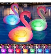 Toodour Floating Pool Lights Color Changing, 3 Packs Solar Flamingo Pool Lights That Float, RGB I...