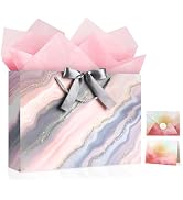 JMANNI Gift Bags, Marble Pattern Gift Bags with Ribbon, Portable Paper Gift Bag, Marble Pattern, ...