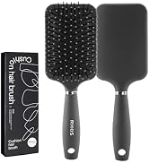 RHOS Paddle Hair Brush for Men-Detangler Brush with Nylon Bristles for Thin,Short,Thick Hairs-Squ...