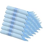 30 Pack Pre Rolled Blue Plastic Cutlery Set with Paper Napkins, Blue Pre Rolled Silverware Set Di...