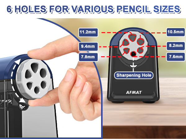 6 Holes Electric Pencil Sharpener Heavy Duty
