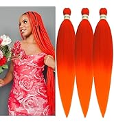 Red Orange Braiding Hair Pre stretched Kanekalon Synthetic Braiding Hair Extensions for Braids