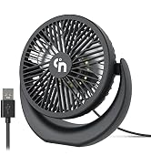 WiHoo USB Desk Fans Small Quiet Electric Plug in,3 Speeds Desktop Cooling Mini Fan with LED Night...