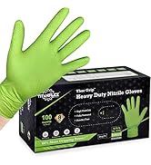TitanFlex Thor Grip Heavy Duty Green Industrial Nitrile Gloves with Raised Diamond Texture, 8-mil...