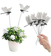 Lidengle 10 Pcs Dragonfly Decorative Stakes, Lifelike 3D Big Dragonflies PVC Dragon Fly Garden St...