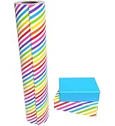 WRAPAHOLIC Reversible Wrapping Paper - 30 Inch X 100 Feet Jumbo Roll Rainbow Stripe Design, Perfe...