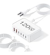 120W USB C Charger Block, 6 Port USB Charging Station for Multiple Devices, PD 30W Type C Multi P...