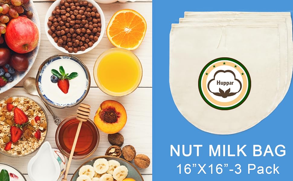 Nut Milk Bag-16“x16”-3Pack