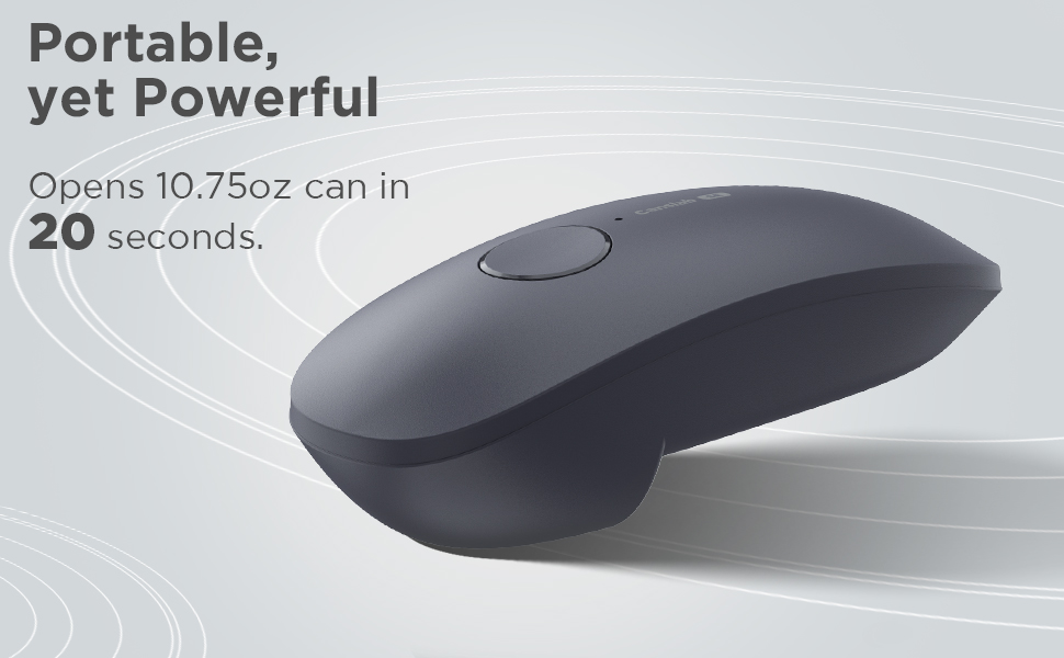 Open a standard size can in 20 seconds. Portable yet powerful can opener.