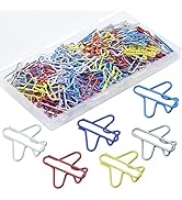 YOUDEFUL 120 Pcs Plane Paperclips, Cute Metal Paper Clips in 6 Colors, Airplane Shaped Bookmark C...
