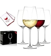 JBHO Hand Blown Italian Style Crystal White or Red Wine Glasses - Gift Packaging for Any Occasion...