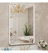 LOAAO 32x36 Inch White Metal Framed Bathroom Mirror for Wall, White Bathroom Vanity Mirror Farmho...