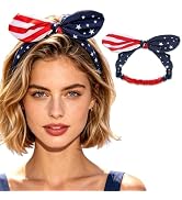 STGDAK 4th of July Headbands American Flag Head Bands Patriotic Hair Band Knotted Bow Turban Elas...