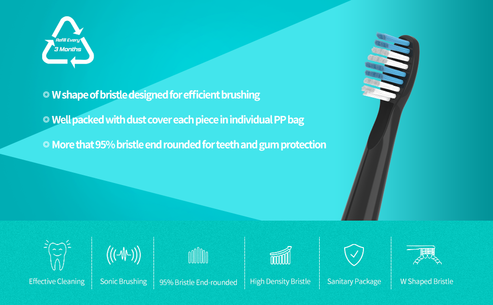 Replacement Toothbrush Heads Compatible with Fairywill Electric Toothbrush