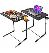 HUANUO Adjustable TV Tray Set of 2 - TV Dinner Tray on Bed & Sofa, Comfortable TV Tray Table with...