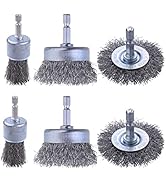 6 Pack Carbon Steel Wire Wheel Brush, Rocaris Cup Brush, Wheel Brush, Pen Brush Set with 1/4-Inch...