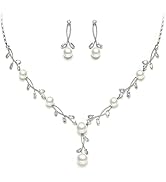 EVER FAITH Wedding Pearl Jewelry for Bride CZ Crystal Simulated Pearls Floral Vine Filigree Brida...