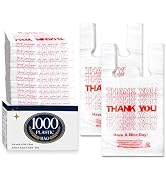 YoYoRain 1000 Pack White Thank You T-Shirt Bags with Handles, 11"x6"x21" Plastic Shopping Bags fo...