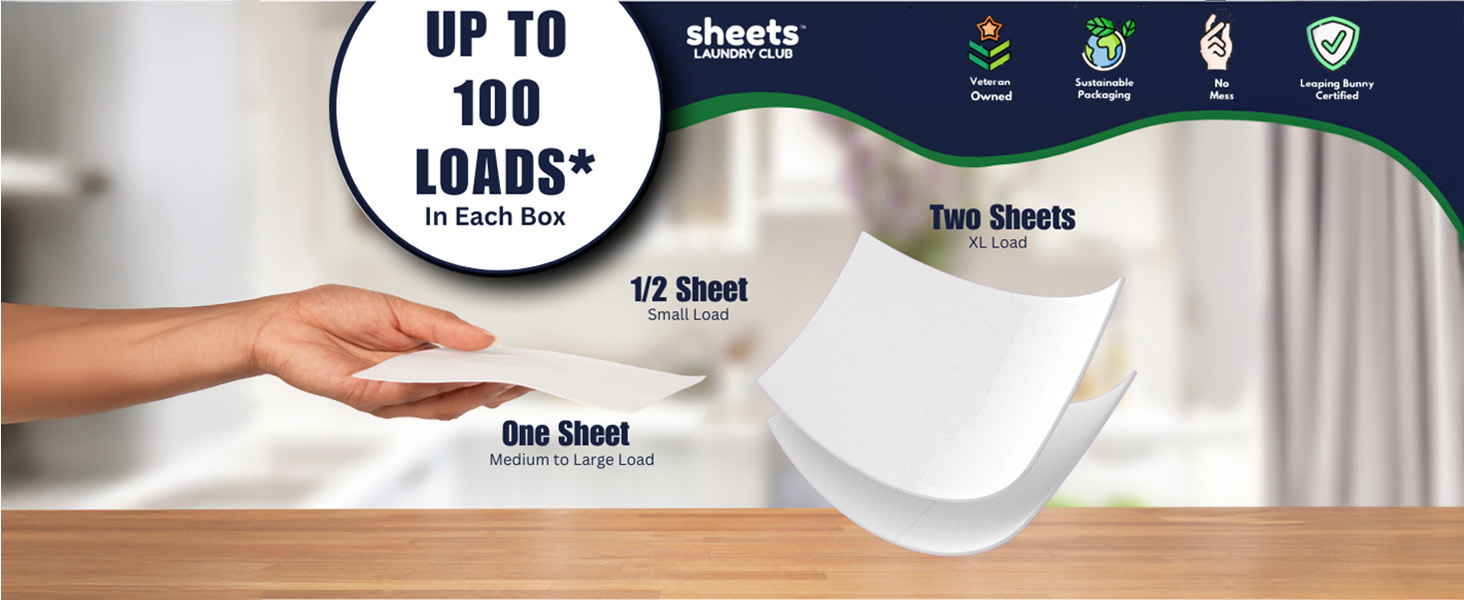 up to 100 loads in each box full sheet for full load 1/2 sheet for small loads