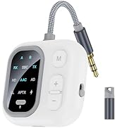 Airplane Bluetooth Adapter with AptX Low Latency, Supports 2 Headphones, TSNAM 3.5mm AUX Wireless...
