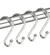 Metal Shower Curtain Hooks, Set of 12, Rust Proof Shower Curtain Hooks Rings, Durable S Shaped Ho...