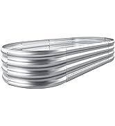 Land Guard Galvanized Raised Garden Bed Kit, Galvanized Planter Raised Garden Boxes Outdoor, Oval...