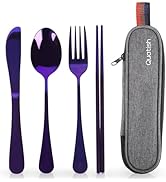 Travel Utensils with Case, Quatish Portable Silverware Set for Work, Stainless Steel Reusable Tra...