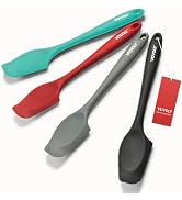 Silicone Mini Spatulas, Curved Small Spatula with Shallow Bowl for Kitchen, Seamless Jar Scraper ...