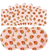 40PCS Strawberry Birthday Paper Plates and Napkins Party Supplies, Disposable Summer Fruit Party ...