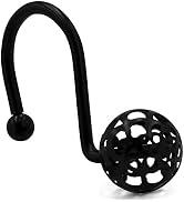 MitoVilla Black Metal Shower Curtain Hooks Rings, Metal Shower Hooks for Shower Curtain & Liner, ...