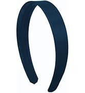 Motique Accessories Navy Blue 1 Inch Satin Hard Headband for women and Girls