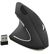 Left-Handed Mouse, Rechargeable 2.4G Wireless Ergonomic Vertical Mice with USB Receiver, 6 Button...