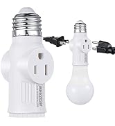3 Prong Light Socket Adapter, E26 Light Bulb Outlet Adapter, Polarized Light Socket to Plug Adapt...