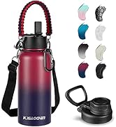 KXIAOCHEN Insulated Water Bottle, Stainless Steel Water Bottle, 2 Lids (Straw and Handle Lid),Wid...