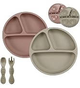 PandaEar Suction Plates for Baby Toddlers, Silicone Baby Plates with Suction, 2 Pack Toddler Plat...