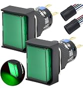 ZGSZJHF 16MM Push Button Switch Rectangle 18 * 24MM UL Certified with Light 12/24V DC LED SPDT 5 ...