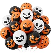 Adeyoo Halloween Party Balloons, 50 Pcs 12 Inch Orange Black White Balloons | 5 Styles Halloween ...
