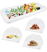 1PCS Inflatable Serving Bars and 3PCS Mesh Food Umbrella Covers Tent for Outdoor,Keep Salads Beve...