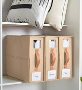 DECOMOMO Bed Sheet Organizer, XL Sheet Storage Organizer with Faux Leather Handle and Clear Windo...