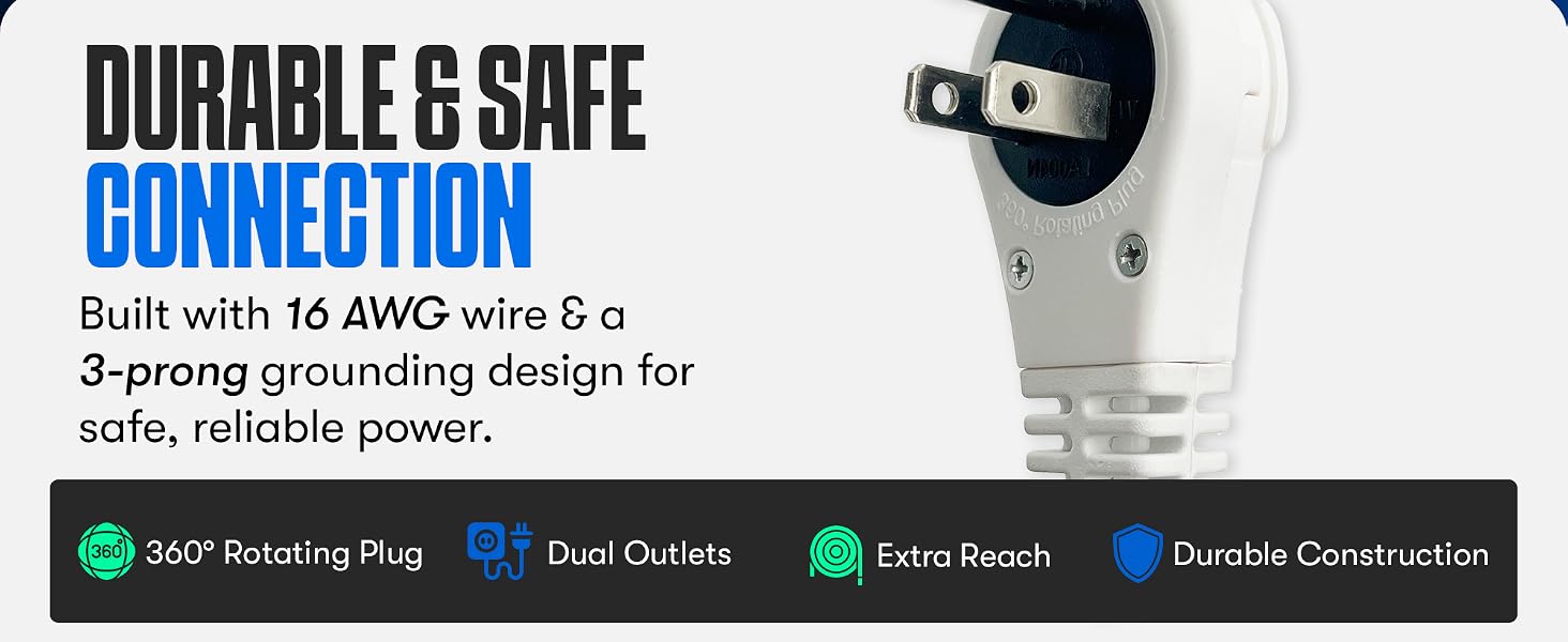 extension cord rotating indoor white