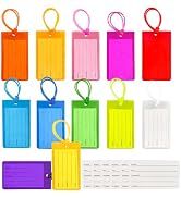 Mziart 12 Pack Luggage Tags for Suitcases, PVC Travel Luggage Tag Cruise Bag Tags for Luggage Ide...