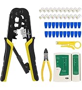 RJ45 Crimp Tool Kit for Cat5 Cat5e Cat6 Modular Plugs Connectors, RJ-11, 6P/RJ-12, 8P/RJ-45 Netwo...
