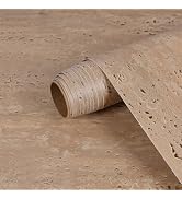 BESWEE Brown Travertine Marble Contact Paper for Countertops Faux Stone Thick Marble Wallpaper Pe...