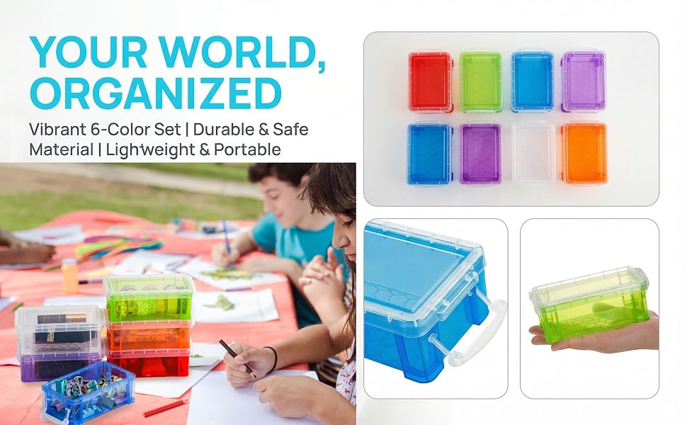 Hiceeden 12 Pack Small Plastic Storage Box with Lid, 5.3"x3"x2" Stackable Clear Latch Storage Case