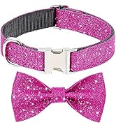 Jumpress Girl Dog Collar with Bow, Bling Female Bowtie Dog Collar for Puppy Small Medium Dogs Dai...