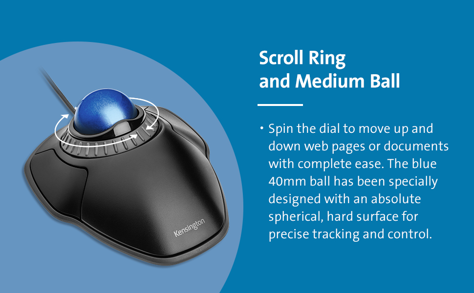 Kensington Orbit Wireless Trackball with Scroll Ring - Black (K70990WW)