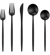 Black Silverware Set,Ollex 40 Pieces Flatware Set for 8,Stainless Tableware Cutlery Set with Kniv...