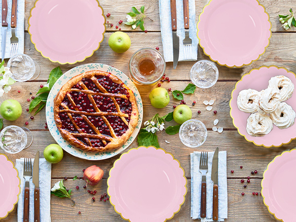 pink and gold foil scalloped paper plates disposable dinner plates dessert wedding scalloped plates