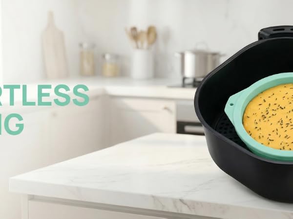 Air Fryer Egg Molds, Silicone Egg Bite Molds 4 Inch Air Fryer Muffin Pans for Burger Buns