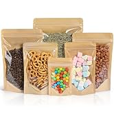 FireKylin 100 PCS Stand Up Pouches,3.9" x 5.9" Kraft Bags With Window Clear Fornt Pouches Reseala...